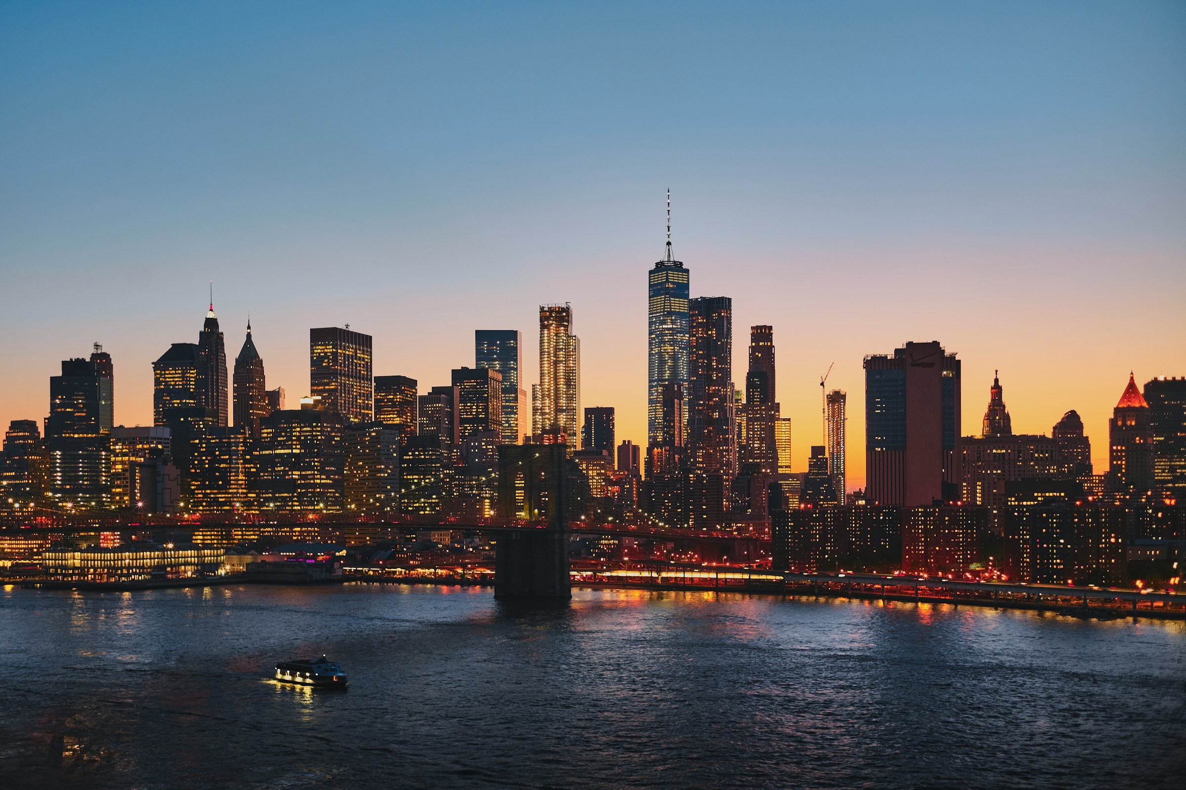 Aerial view of the Lower Manhattan skyline, New York City