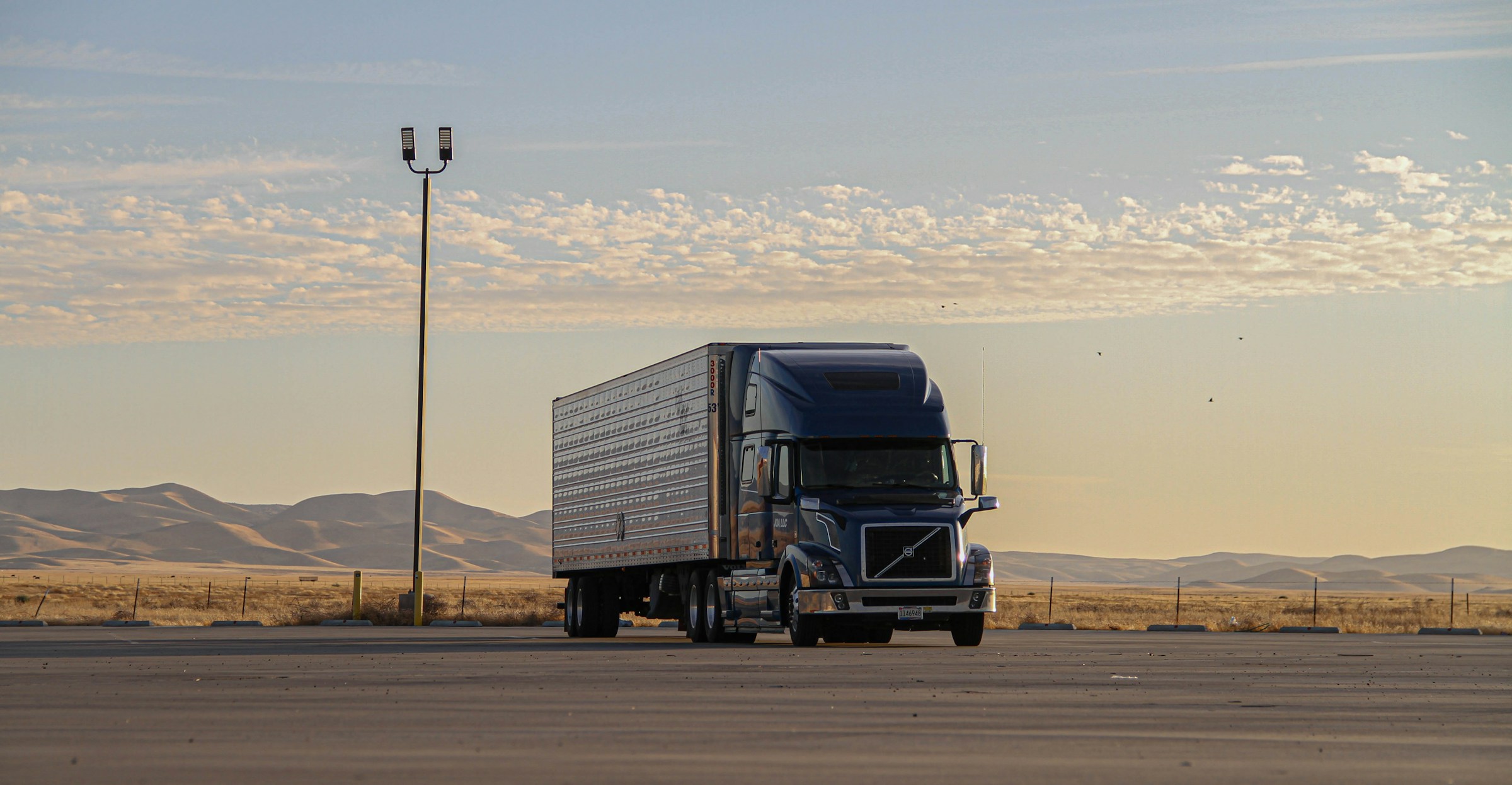 Container trucks on a highway