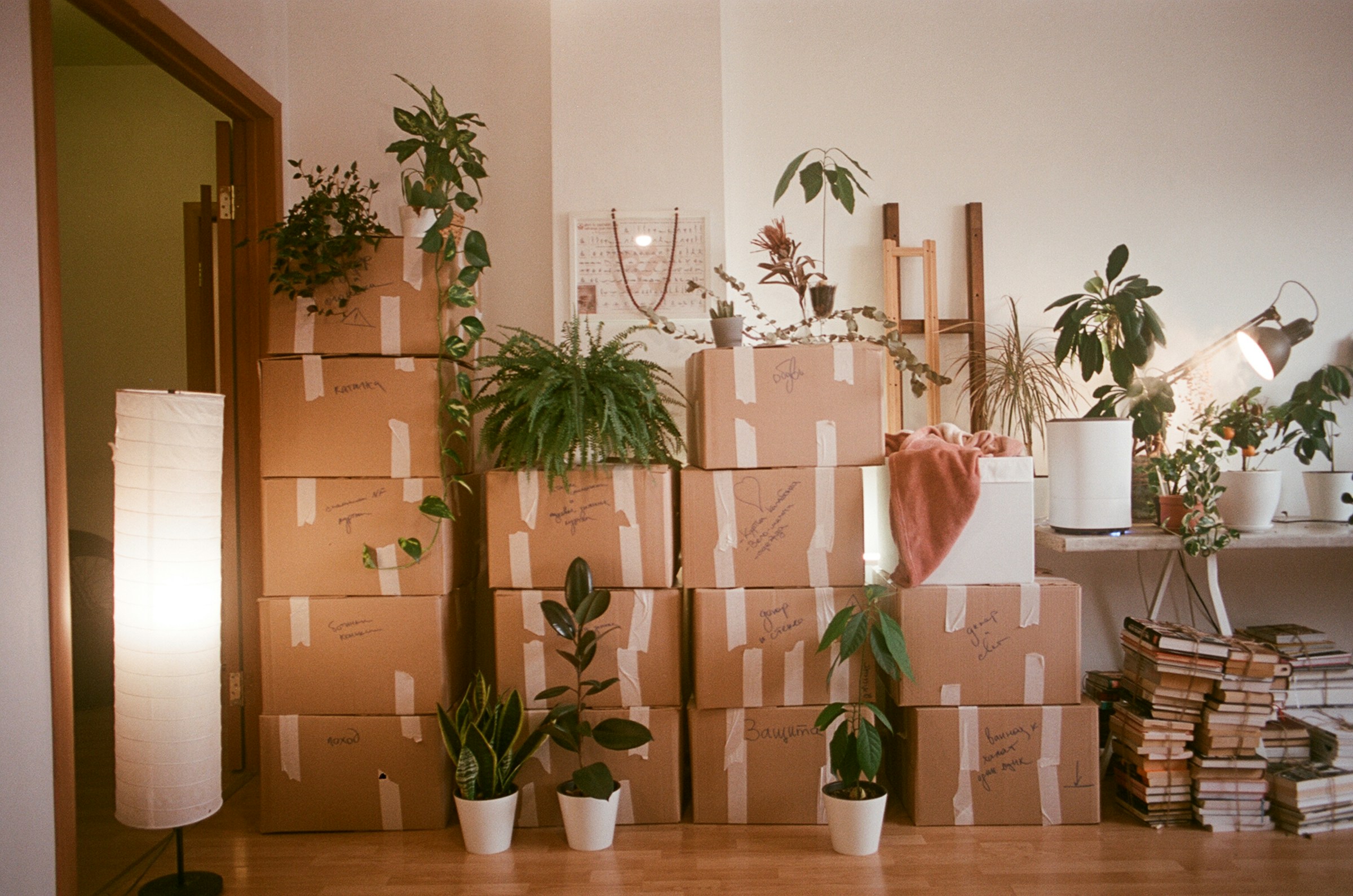 Moving truck at a residence on moving day